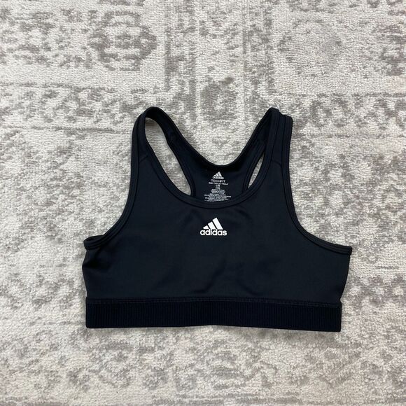 Adidas Sports Bra Tech Fit Aeroready Black Light Supports Girls Size Large 14 - Picture 1 of 4